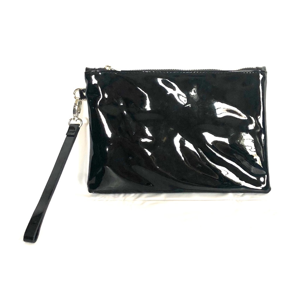 Black vinyl clutch.